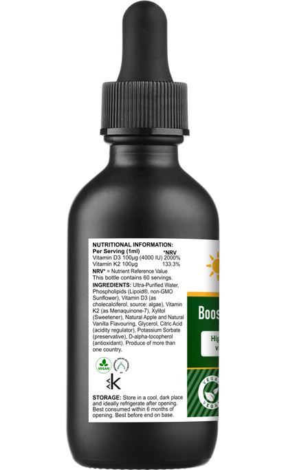 Boost Well Liposomal Vitamin D3 + K2 Drops (60ml) | High Absorption