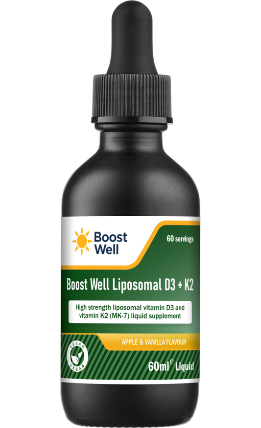 Boost Well Liposomal Vitamin D3 + K2 Drops (60ml) | High Absorption
