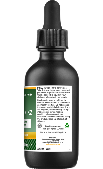 Boost Well Liposomal Vitamin D3 + K2 Drops (60ml) | High Absorption